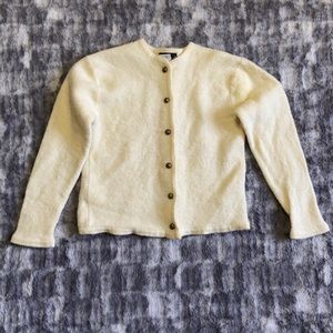 🌟Sag Harbor Petite Solid Cream Long Sleeve Wool Cardigan Size Large